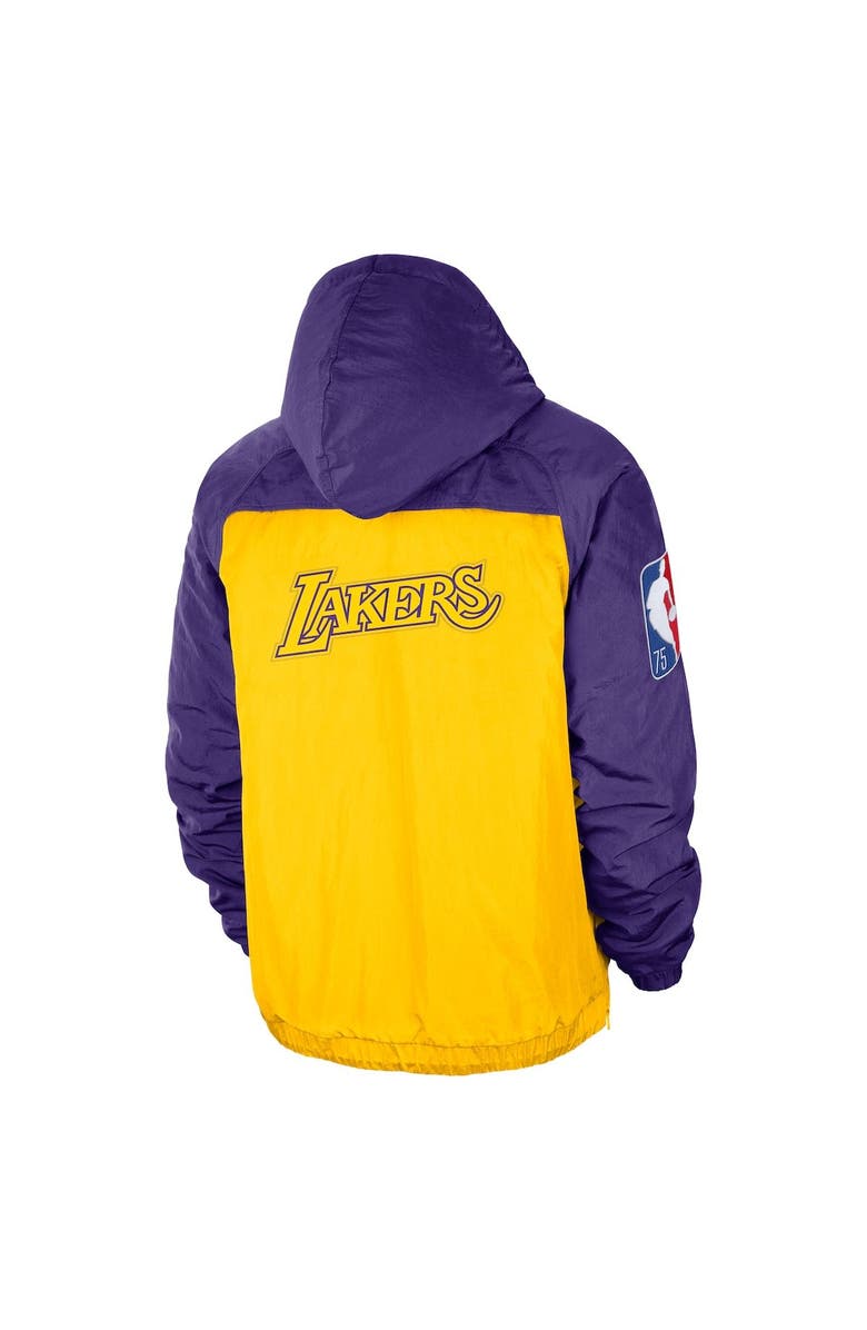 Nike Men's Nike Purple/Gold Los Angeles Lakers 2021/22 City Edition Colorblock Crinkle Woven Half-Zip Pullover Jacket, Alternate, color,