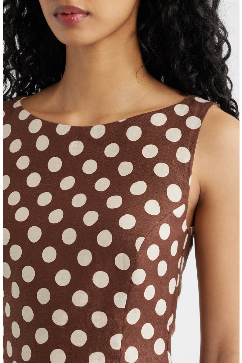 Lydie Polka Dot Linen Minidress, Alternate, color, CIOCCOLATO DOT