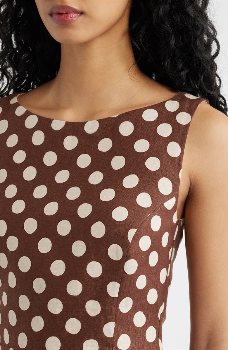 Faithfull the Brand Lydie Polka Dot Linen Minidress, Alternate, color, Cioccolato Dot