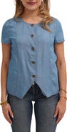 CYRUS Short Sleeve Button Front Top