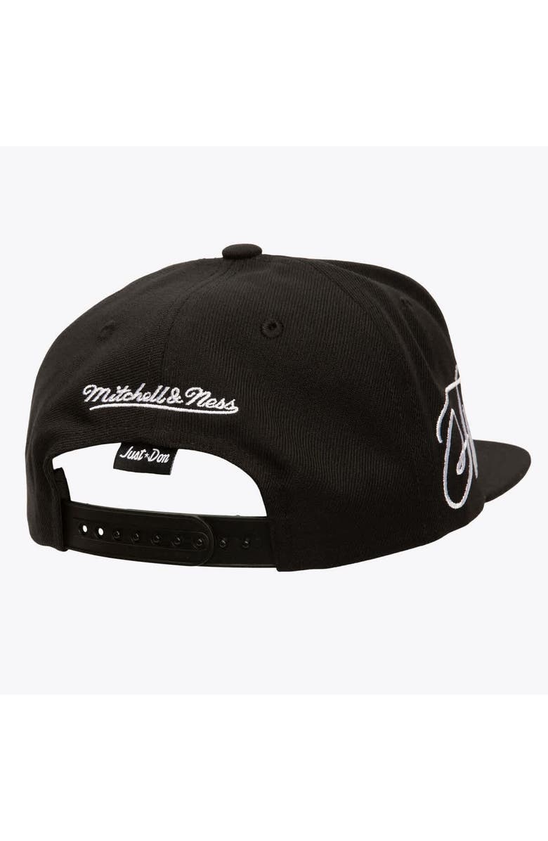 Mitchell & Ness Men's Mitchell & Ness Black Florida Marlins Just Don x MLB Lux Script Snapback Hat, Alternate, color,