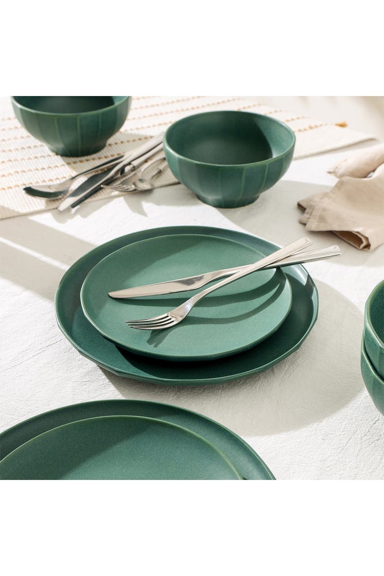 Rio Stoneware 12-Piece Dinnerware Set, Alternate, color, Green