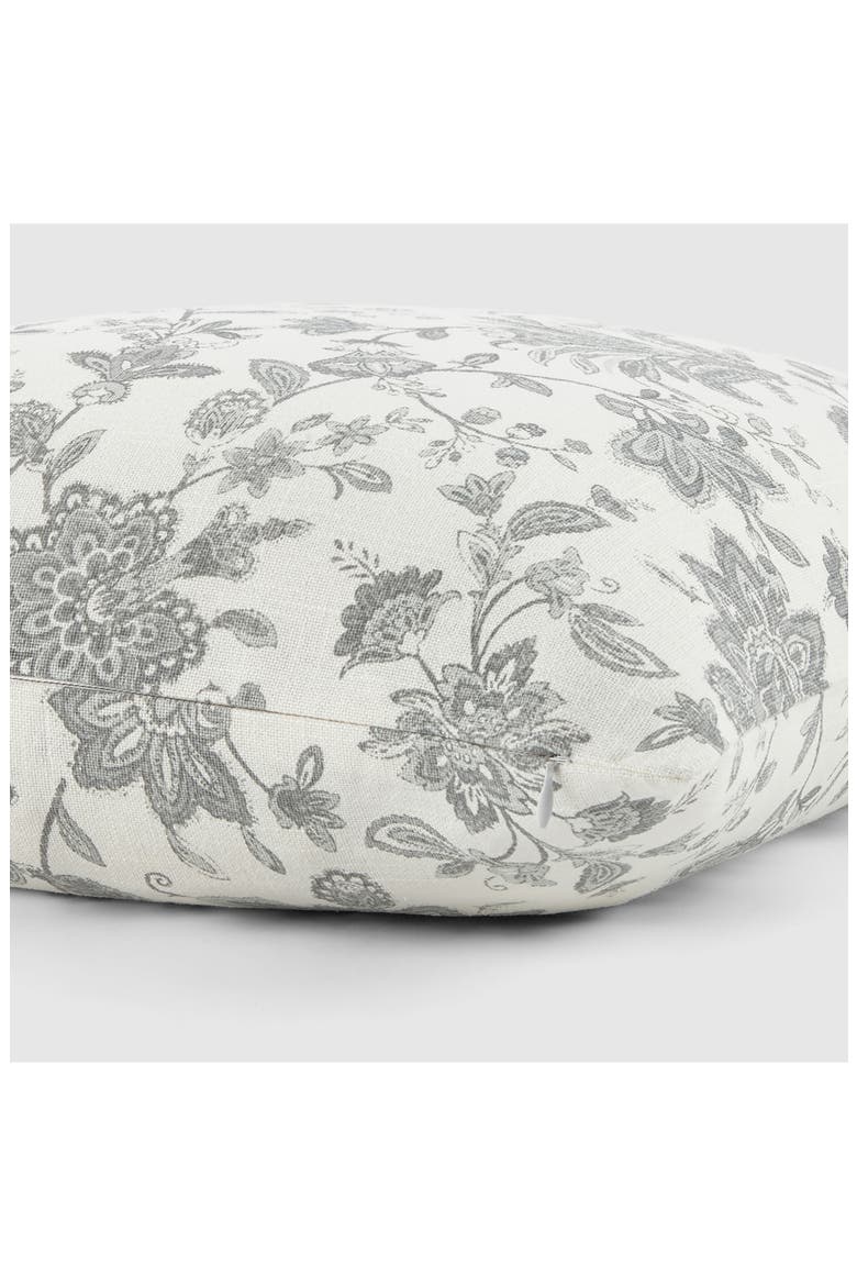 Jacobean Floral Cotton Throw Pillow, Alternate, color, GRAY