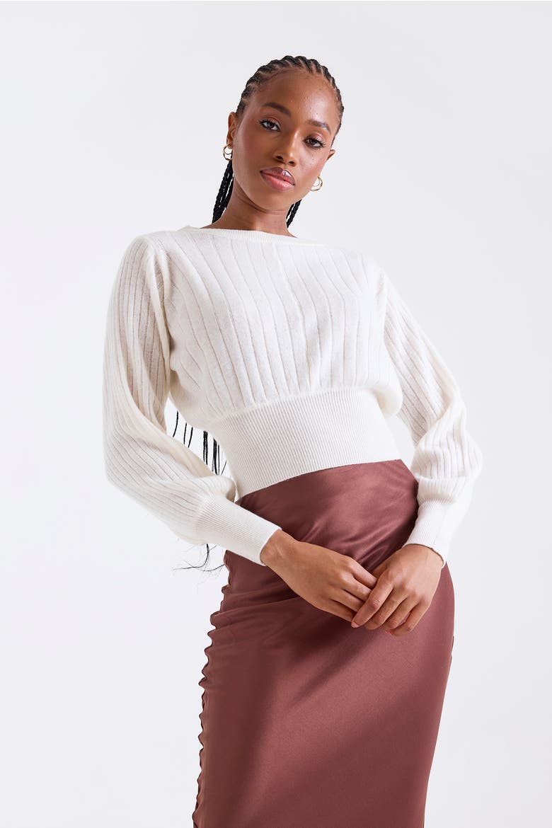 Rosa Ribbed 100% Cashmere Sweater, Alternate, color, NATURAL WHITE