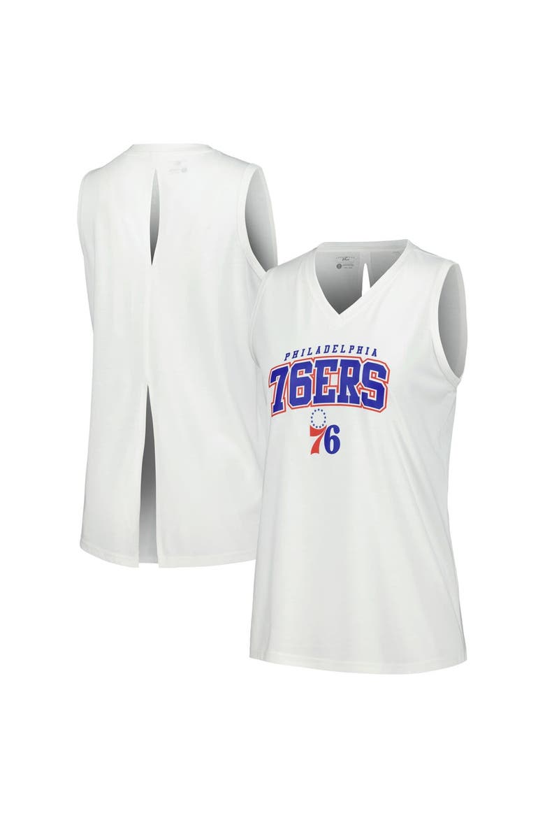 Women's Levelwear White Philadelphia 76ers Paisley Peekaboo Tank Top, Main, color, White