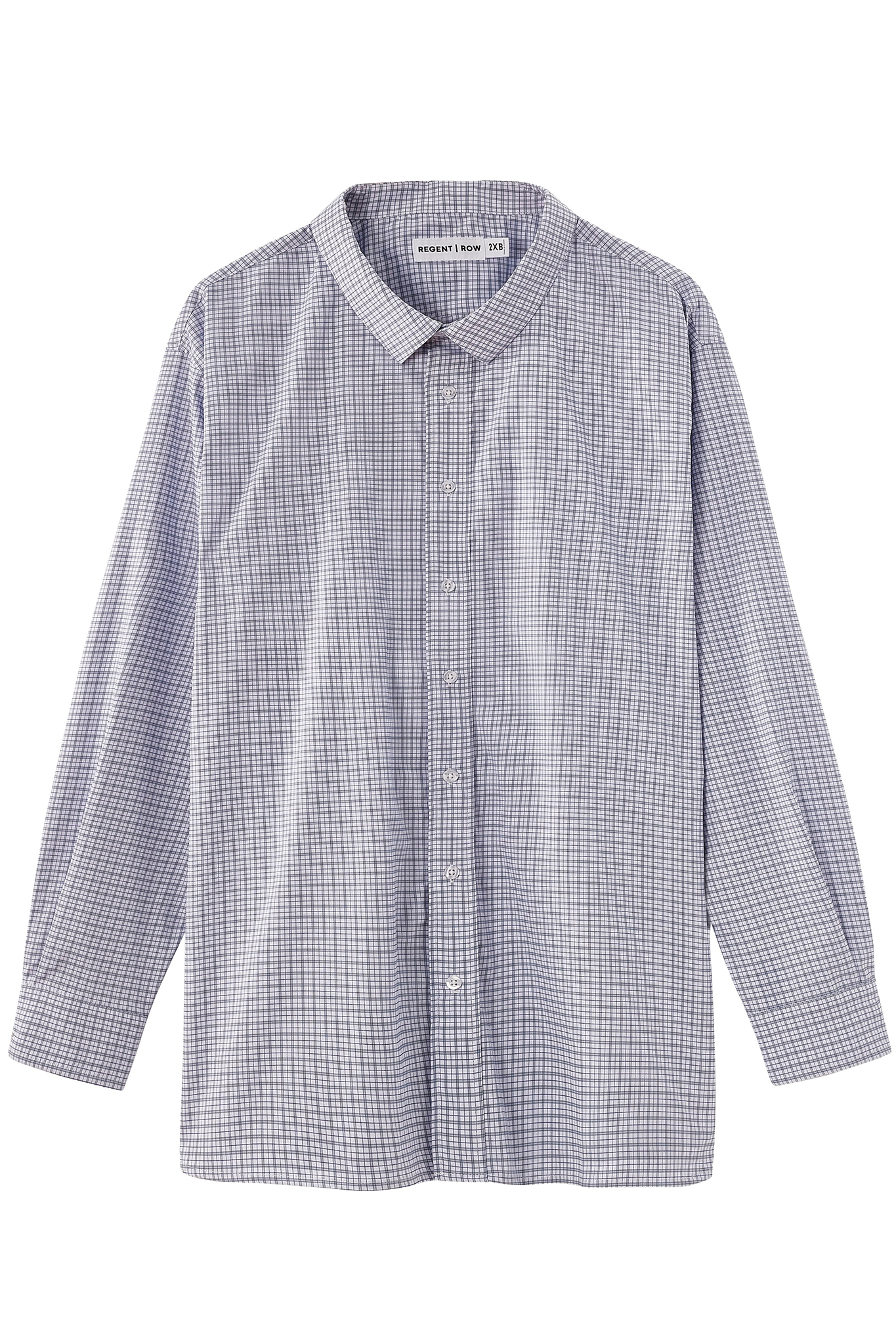 Regent Row Men's Big and Tall Long Sleeve Stanton Shirt, Tailored Fit, Performance Fabric & Ventilated Armholes in White-Grey-Plaid 