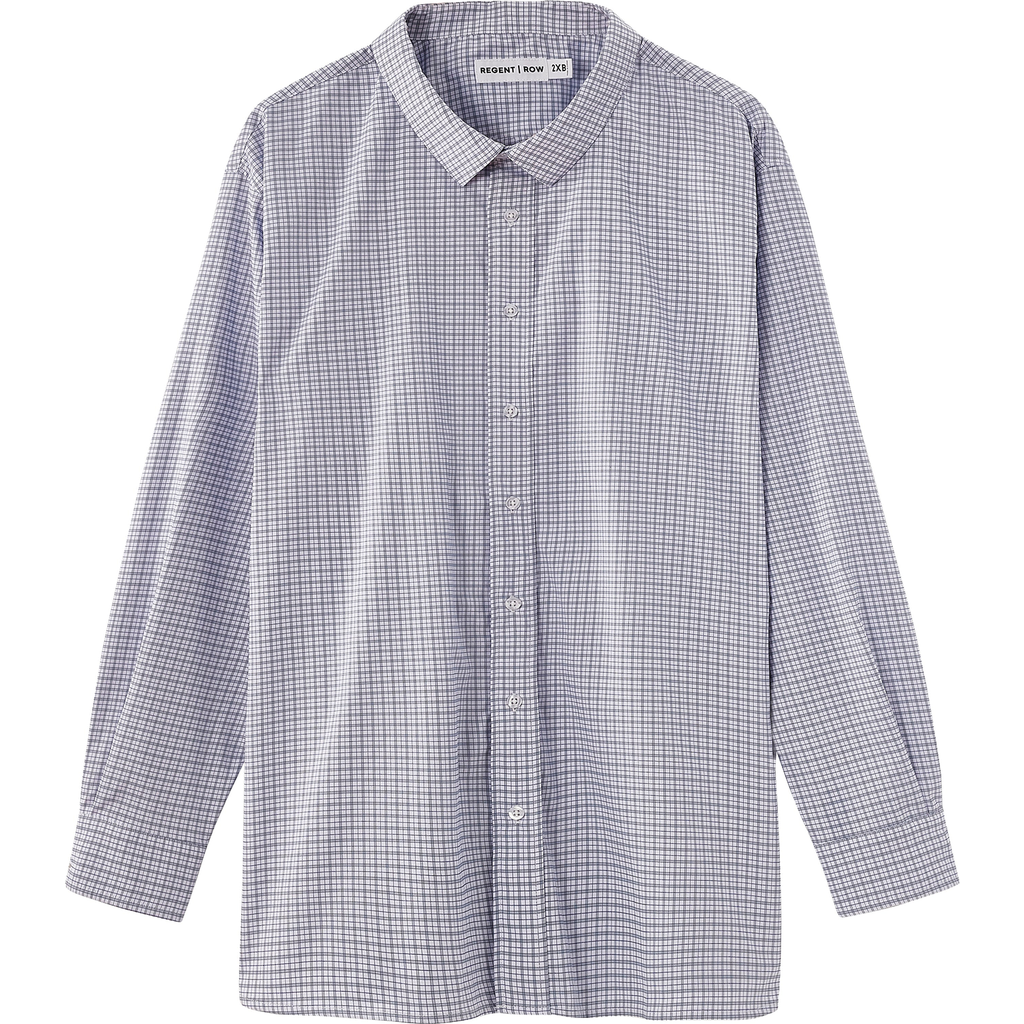 Regent Row Men's Big and Tall Long Sleeve Stanton Shirt, Tailored Fit, Performance Fabric & Ventilated Armholes in White-Grey-Plaid  product