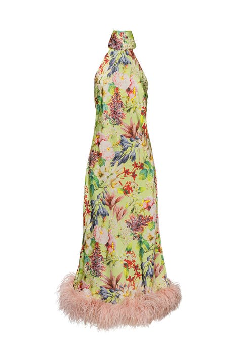 Maliya Feather Dress in Eden Tapestry