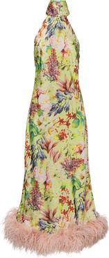 Vasiliki Maliya Feather Dress in Eden Tapestry