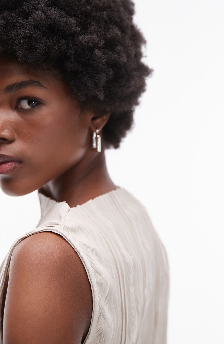 Topshop Sleeveless Plissé Top, Alternate, color, 