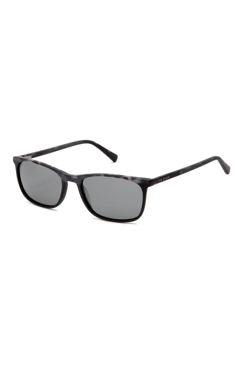 55mm Polarized Rectangle Sunglasses, Alternate, color, BLACK