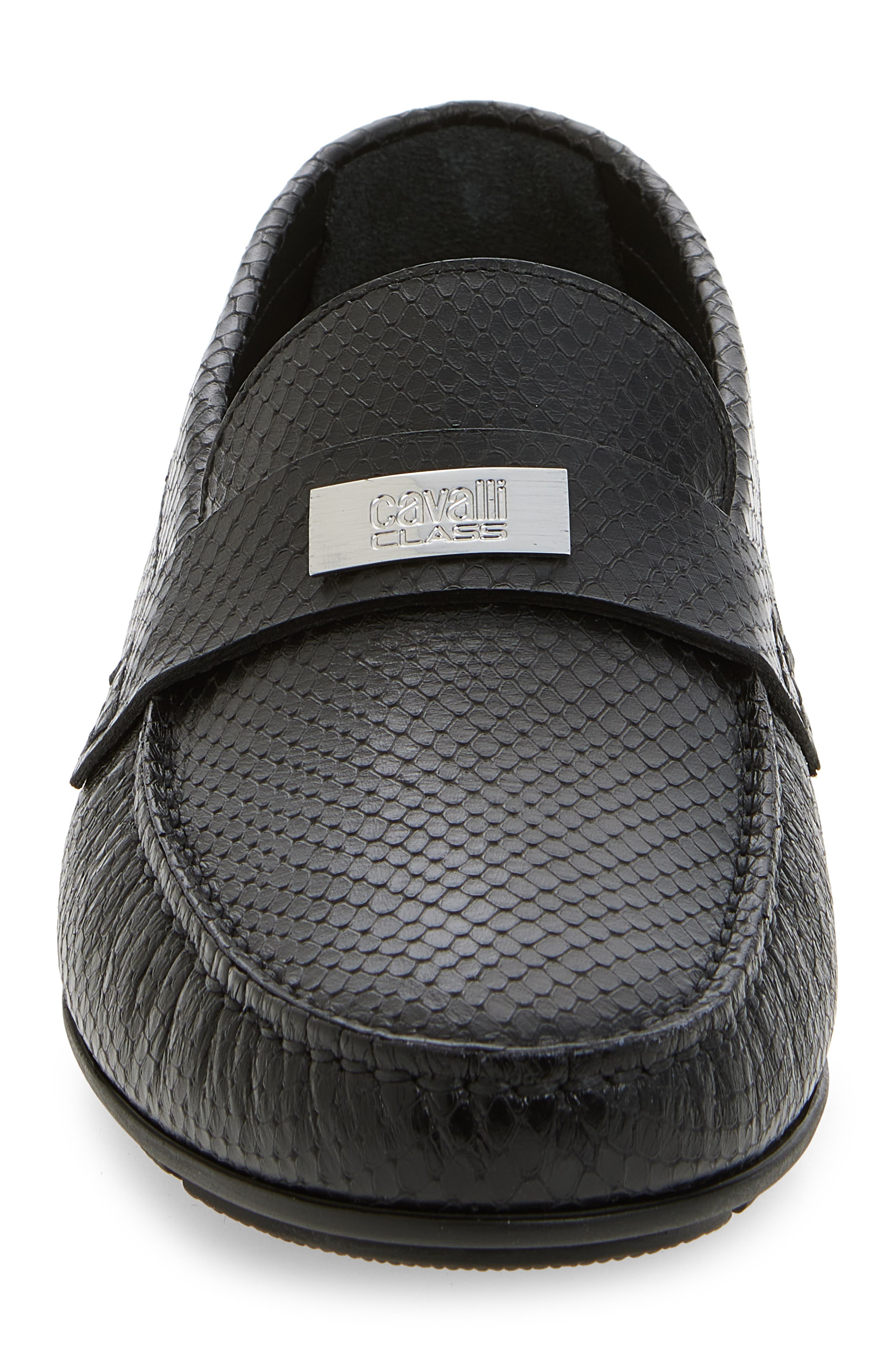Roberto Cavalli Leather Embossed Driving Loafer, Alternate, color, 