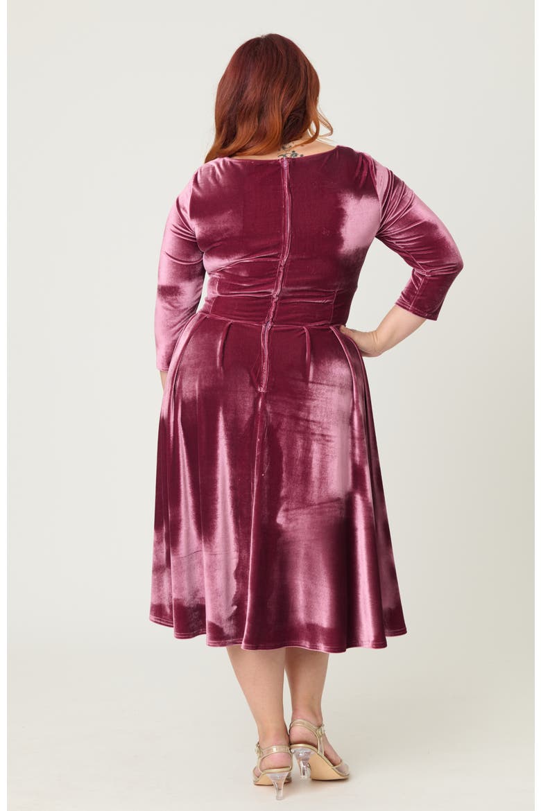 Plus Size 1950s Front Twist Swing Dress, Alternate, color, Mauve Pink