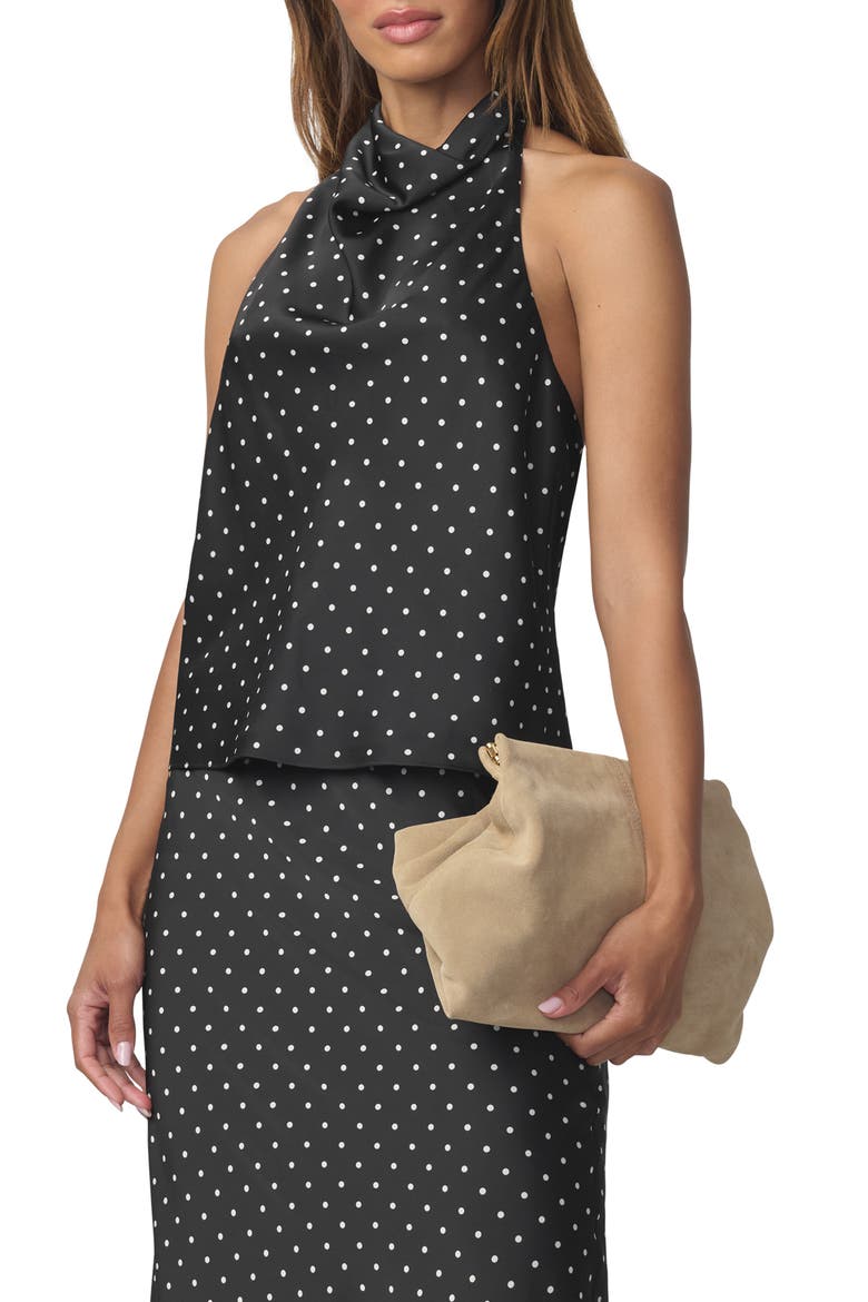 The Ines Halter Top, Alternate, color, BLACK POLKA DOT