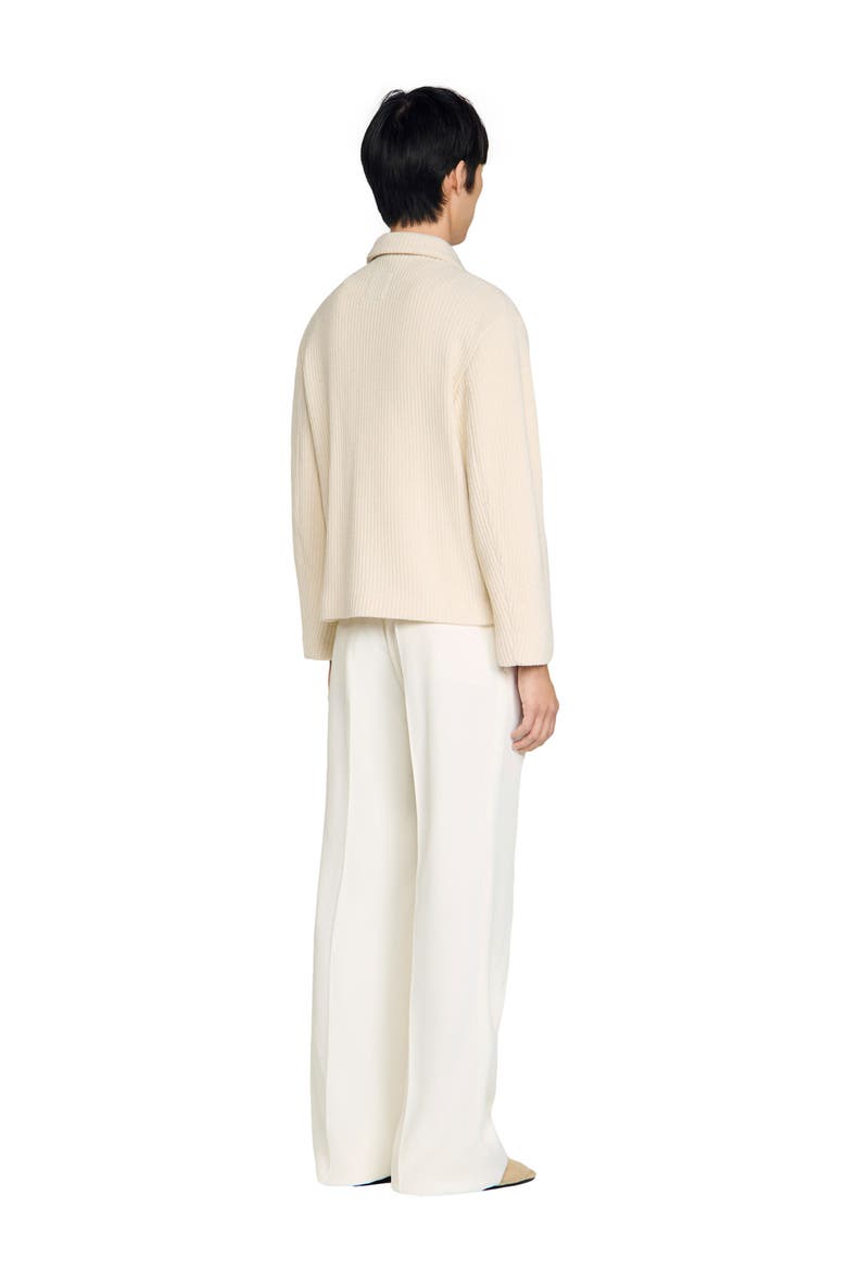 Knit-effect regular-collar jacket, Alternate, color, Ecru