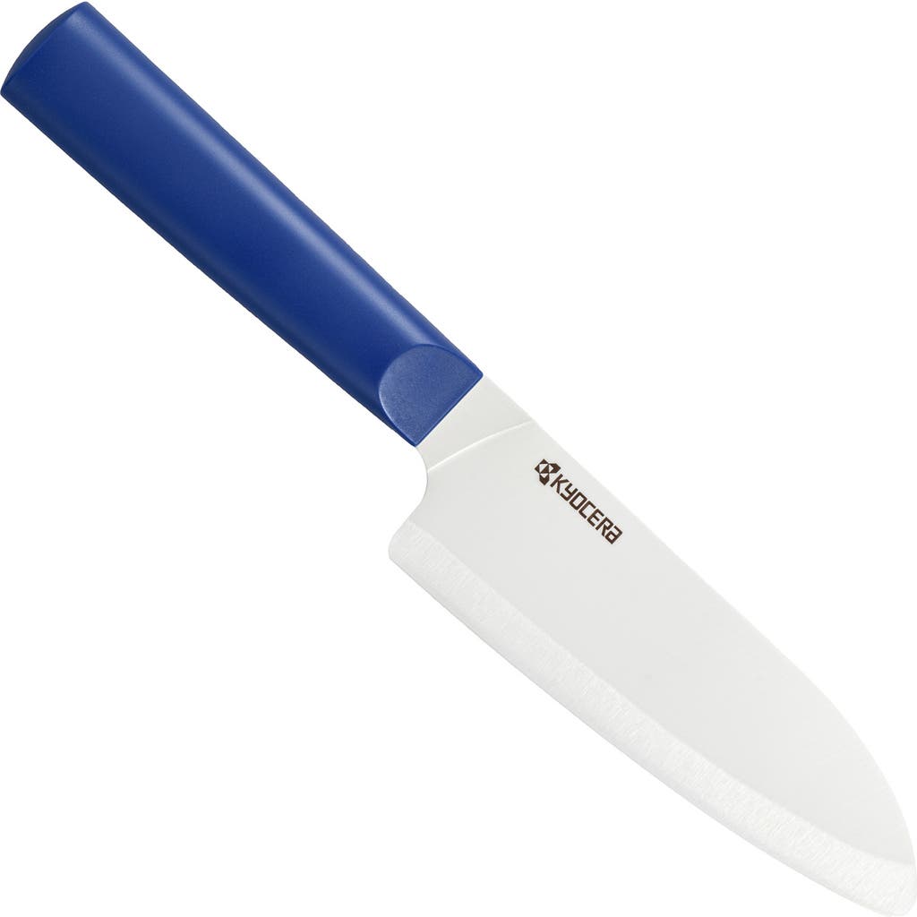 Kyocera Innovationwhite 5.5-inch Ceramic Santoku Knife, White Blade In Blue