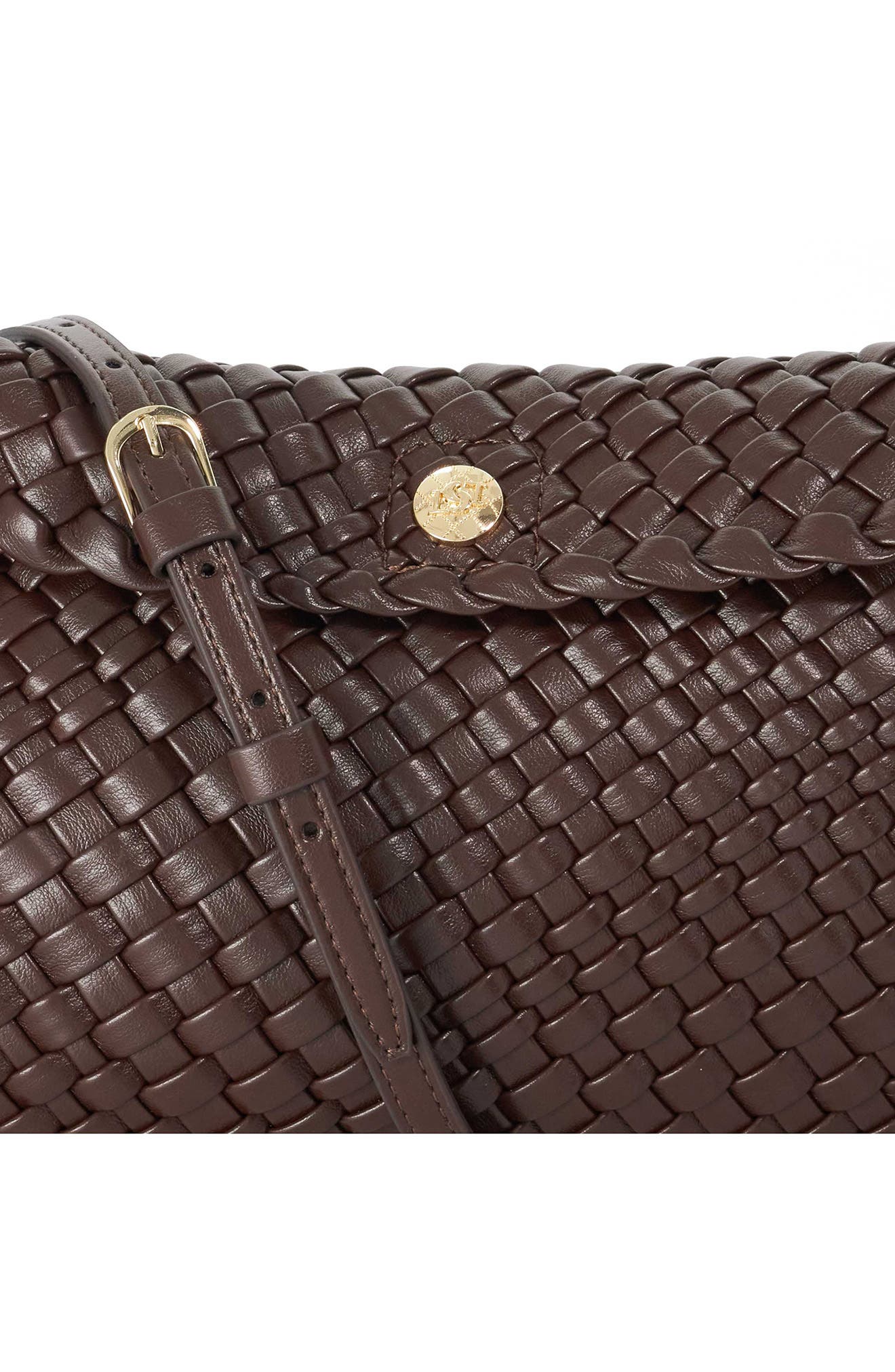 Encourage Woven Faux Leather Clutch, Alternate, color, BROWN