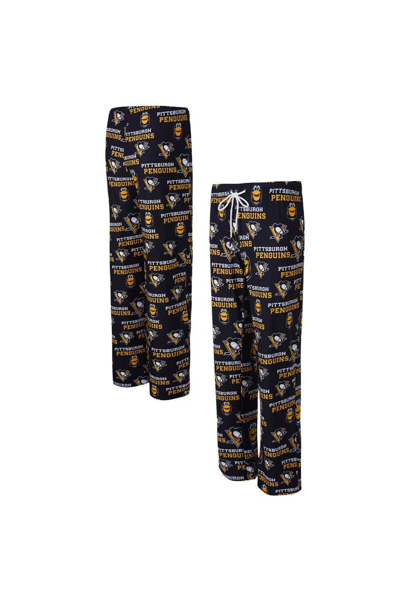 Women's Concepts Sport Black Pittsburgh Penguins Zest Allover Print Knit Pants, Alternate, color, Black