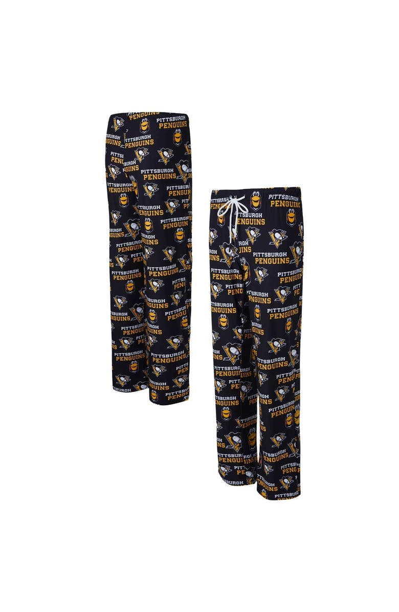 CONCEPTS SPORT Women's Concepts Sport Black Pittsburgh Penguins Zest Allover Print Knit Pants, Alternate, color, Black
