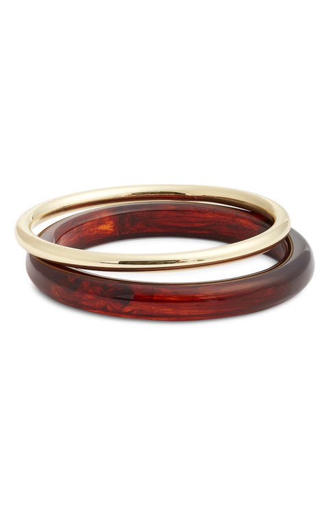 Set of 2 Resin & Metal Bangles