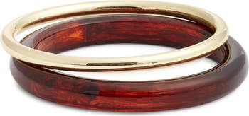 Set of 2 Resin & Metal Bangles