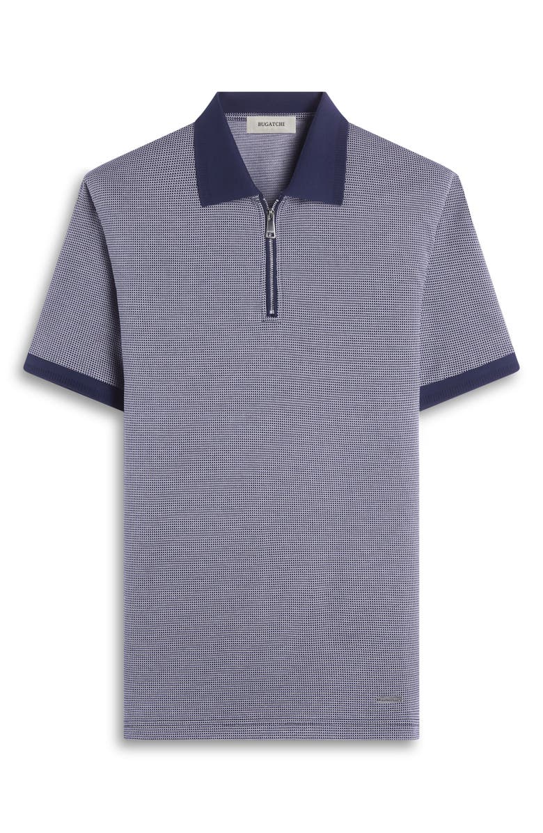 Bugatchi Contrast Trim Zip Polo, Alternate, color, Navy