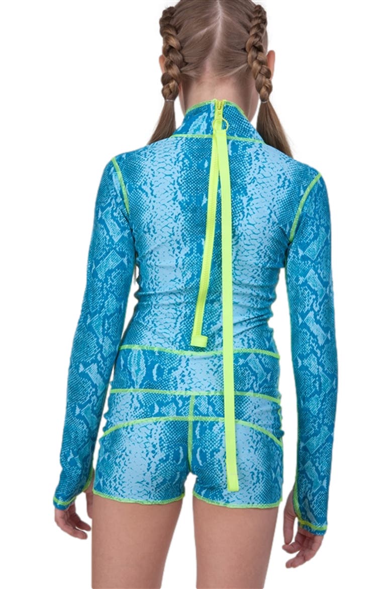 Girls' One-Piece Swimsuit - UPF 50+, Alternate, color, Vibrant Turquoise Blues