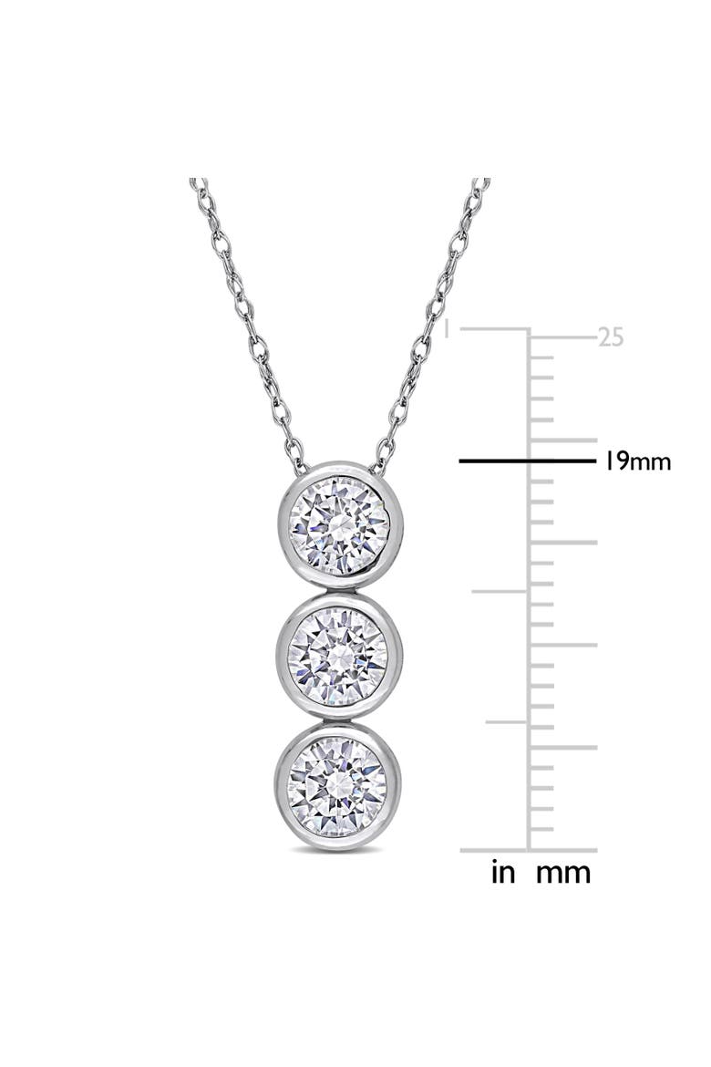 Cubic Zirconia Graduated 3-Stone Drop Necklace, Alternate, color, Sterling Silver