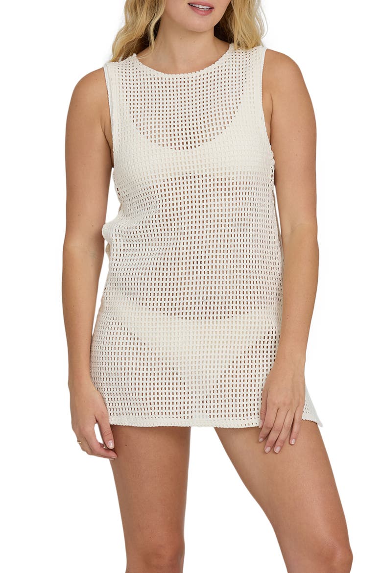 Rising Tides Open Stitch Cover-Up Dress, Main, color, WHITE CAP