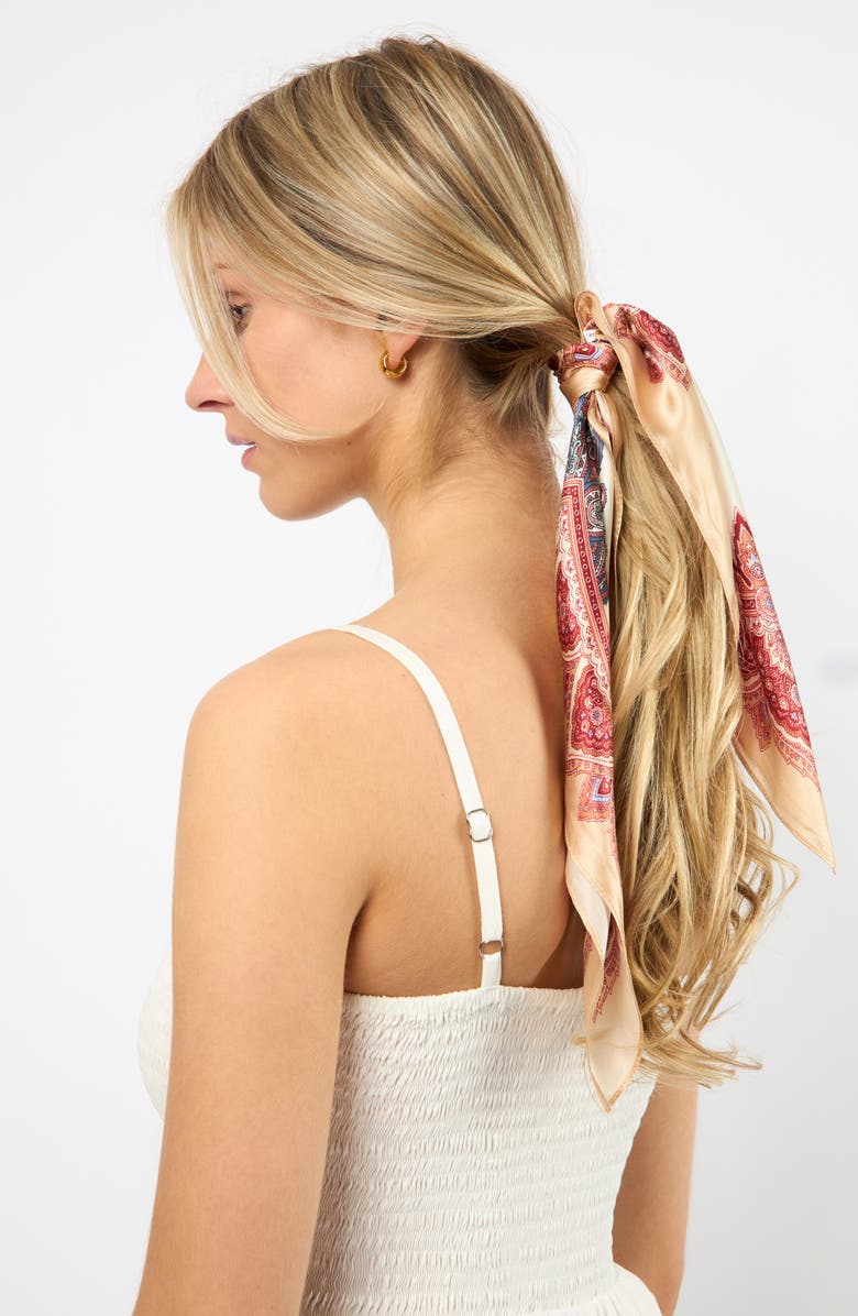 Viens Avec Moi Paisley Mini Silk Scarf, Alternate, color, 