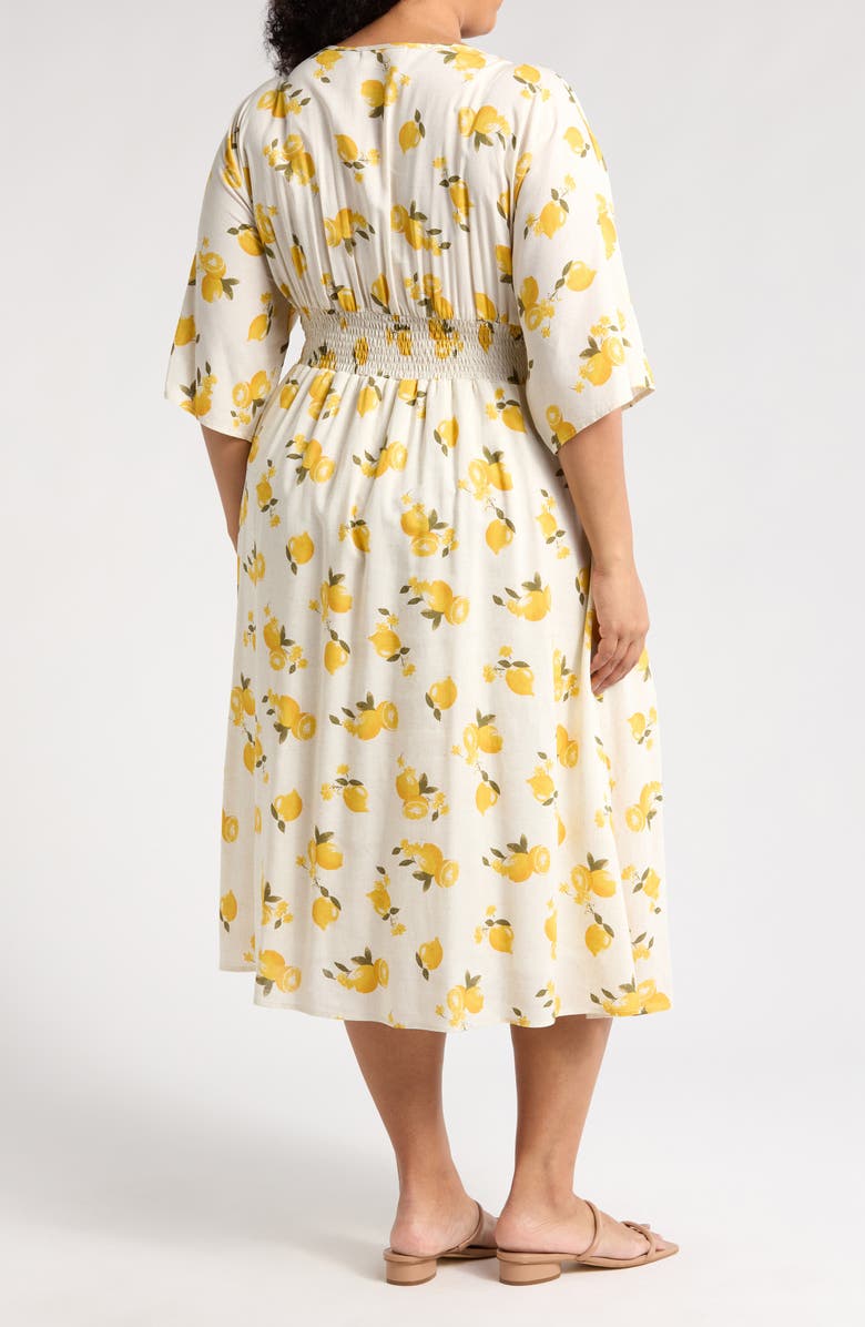 Renee C Lemon Print Swing Dress, Alternate, color, Linen/ Yellow