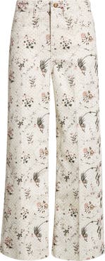 Giambattista Valli Floral Print Wide Leg Jeans