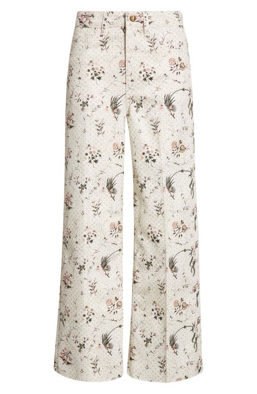 Giambattista Valli Floral Print Wide Leg Jeans In Neutral