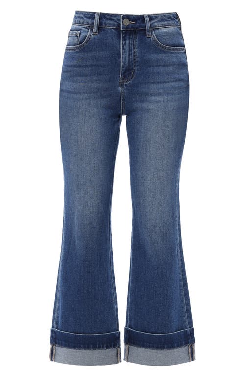 Bayeas Cuffed High Waist Ankle Flare Jeans In Blue