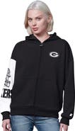 STARTER Women's Starter  Black Green Bay Packers 4th Down Full-Zip Hoodie