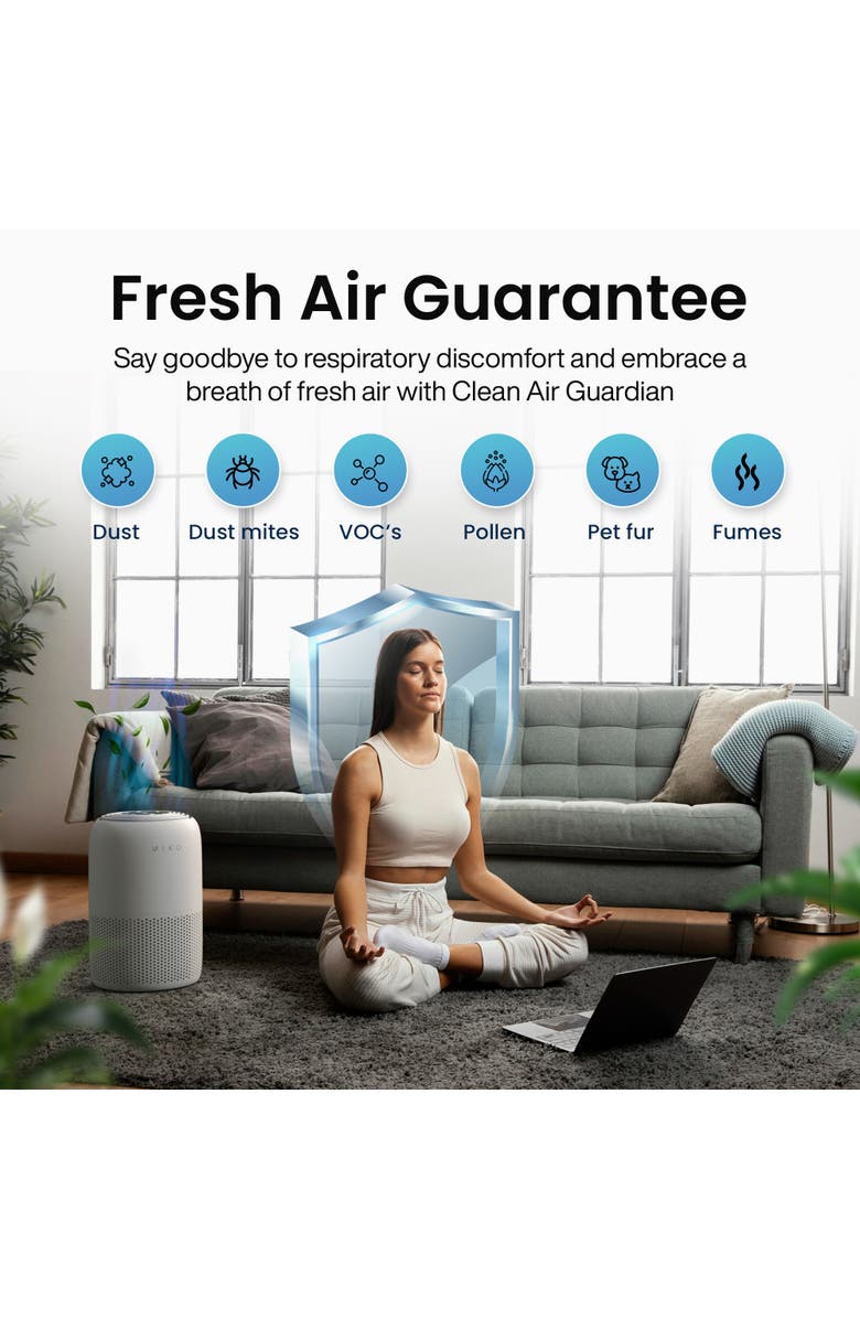 MIKO Smart True HEPA Air Purifier with App Control - Covers up to 770 Sq. Ft., Alternate, color, Grey
