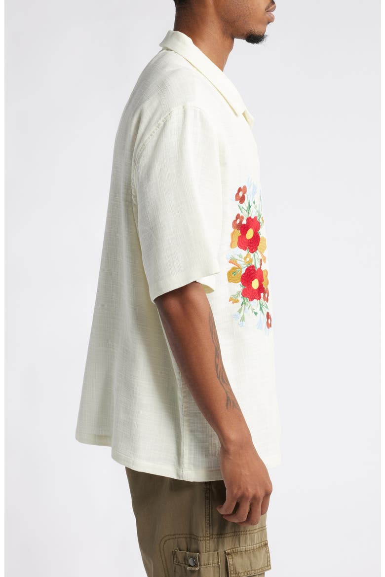 Floral Appliqué Camp Shirt, Alternate, color, WHITE