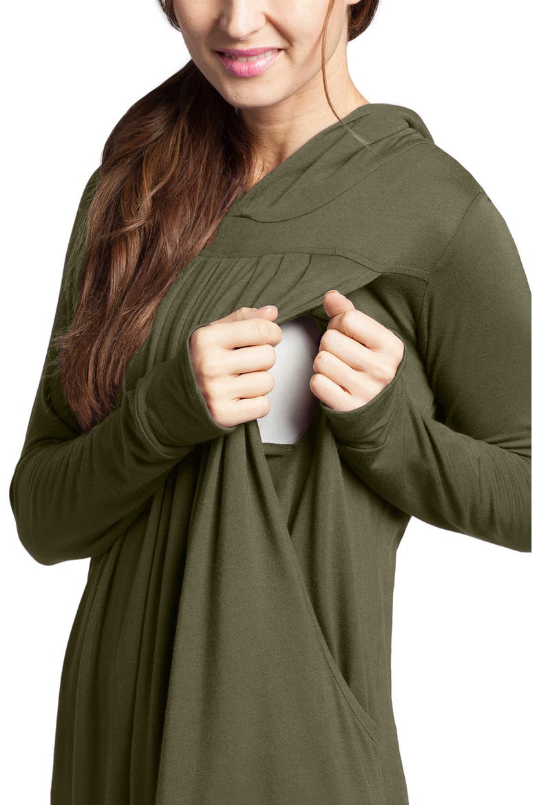 Yoga Maternity/Nursing Hoodie, Alternate, color, OLIVE