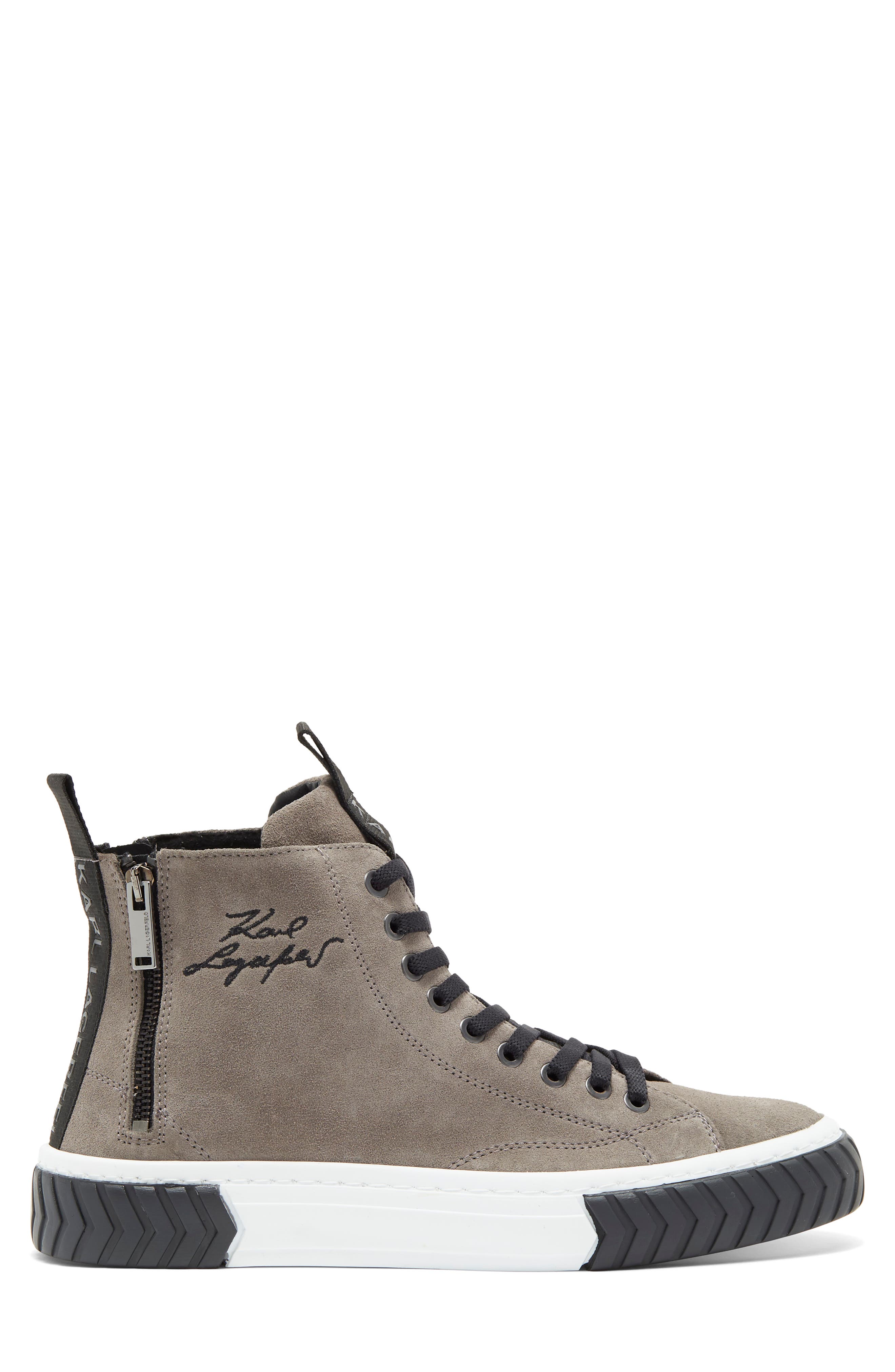 KARL LAGERFELD PARIS Leather High Top Sneaker, Alternate, color, Grey