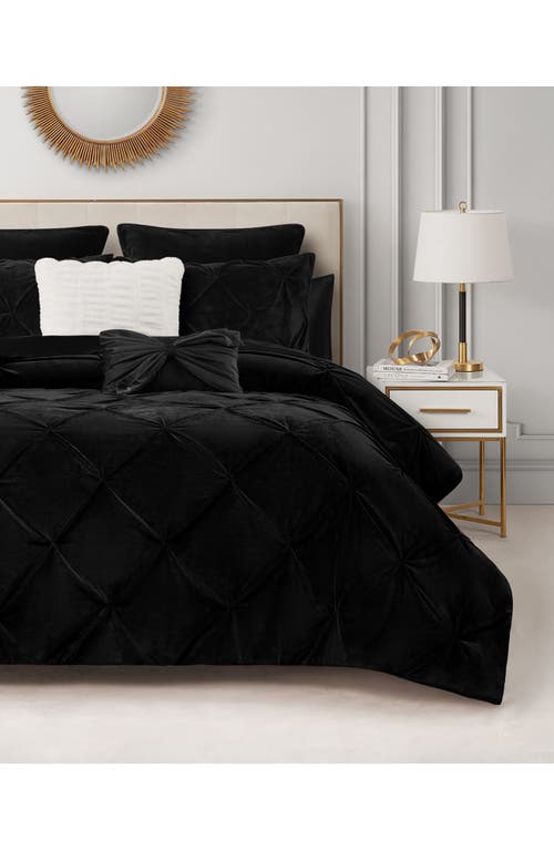 Juicy Couture Kiss 5-piece Pleat Plush Comforter Set In Black