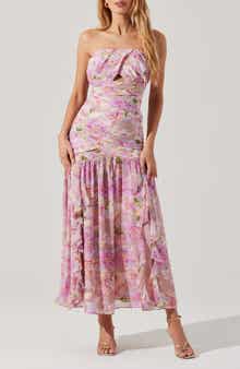 ASTR the Label Estefany Floral Strapless Maxi Dress