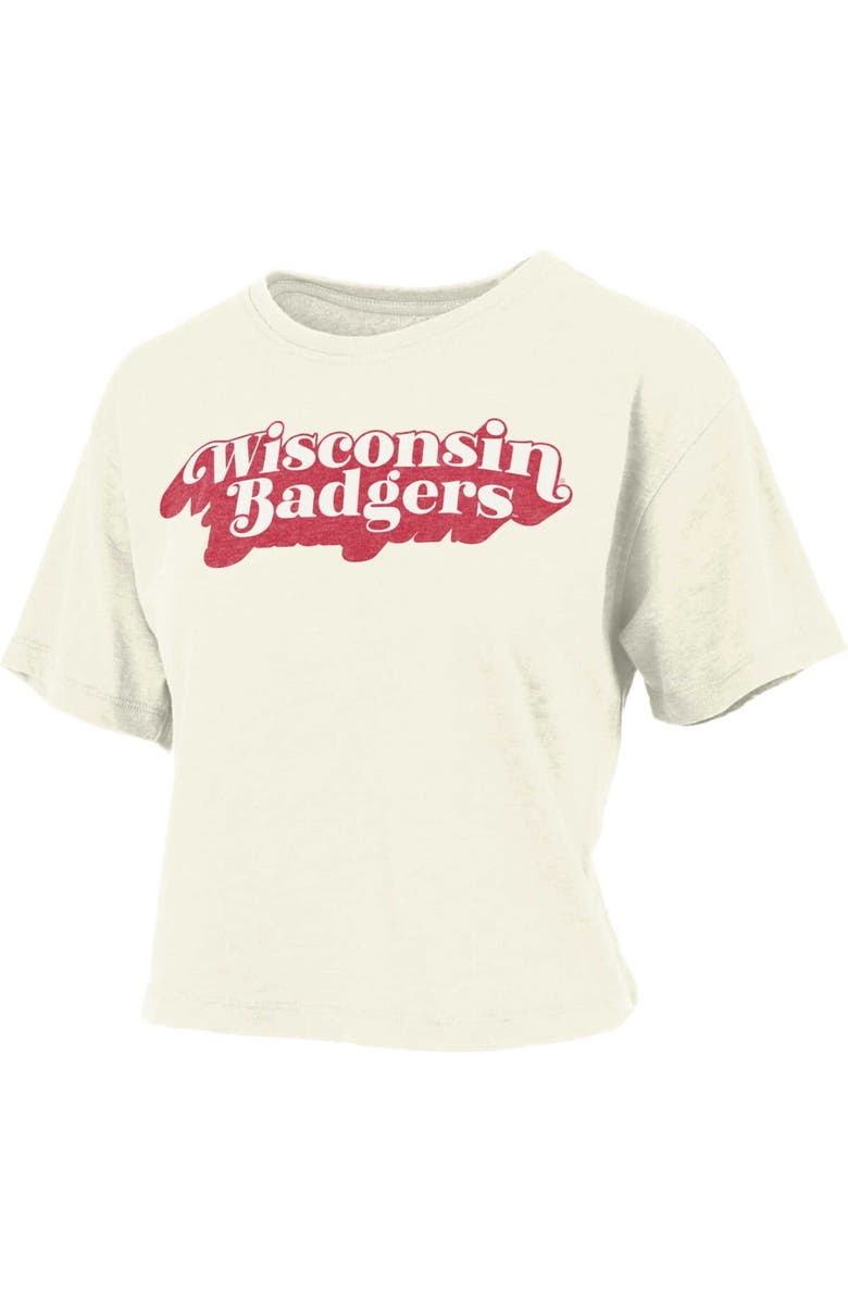 PRESSBOX Women's Pressbox White Wisconsin Badgers Vintage Easy T-Shirt, Main, color, 