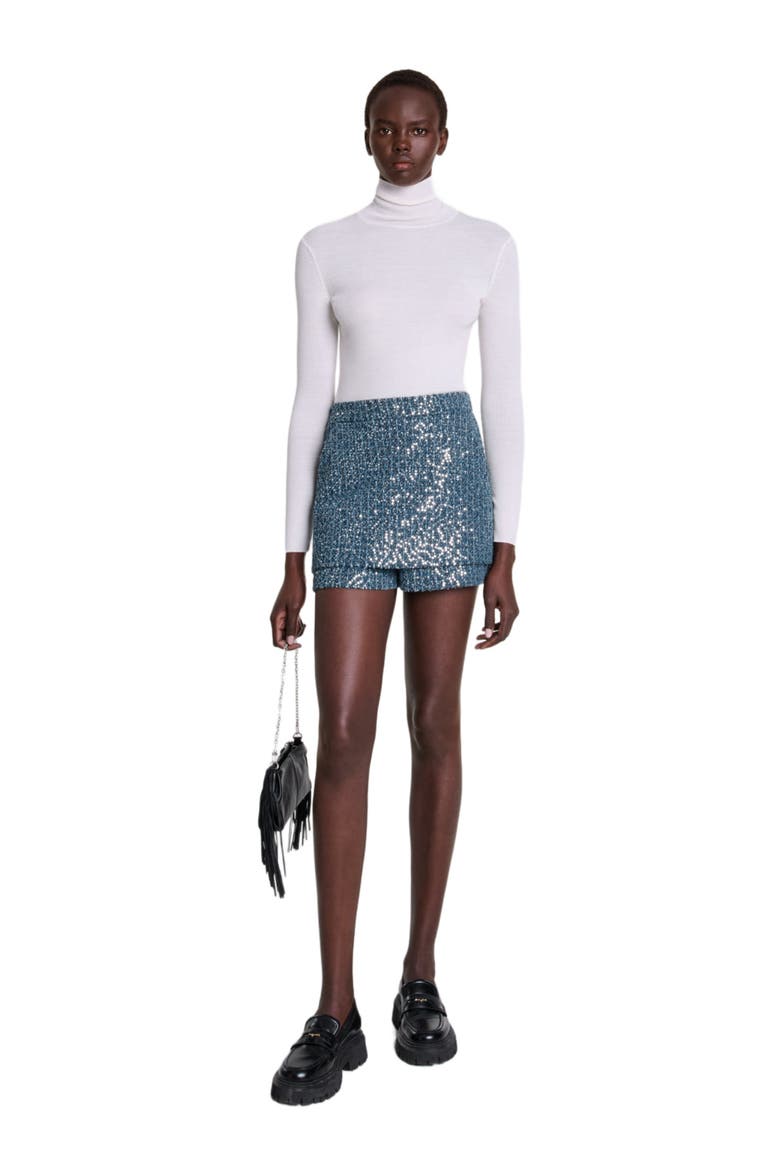 Tweed illusion shorts, Alternate, color, Blue silver