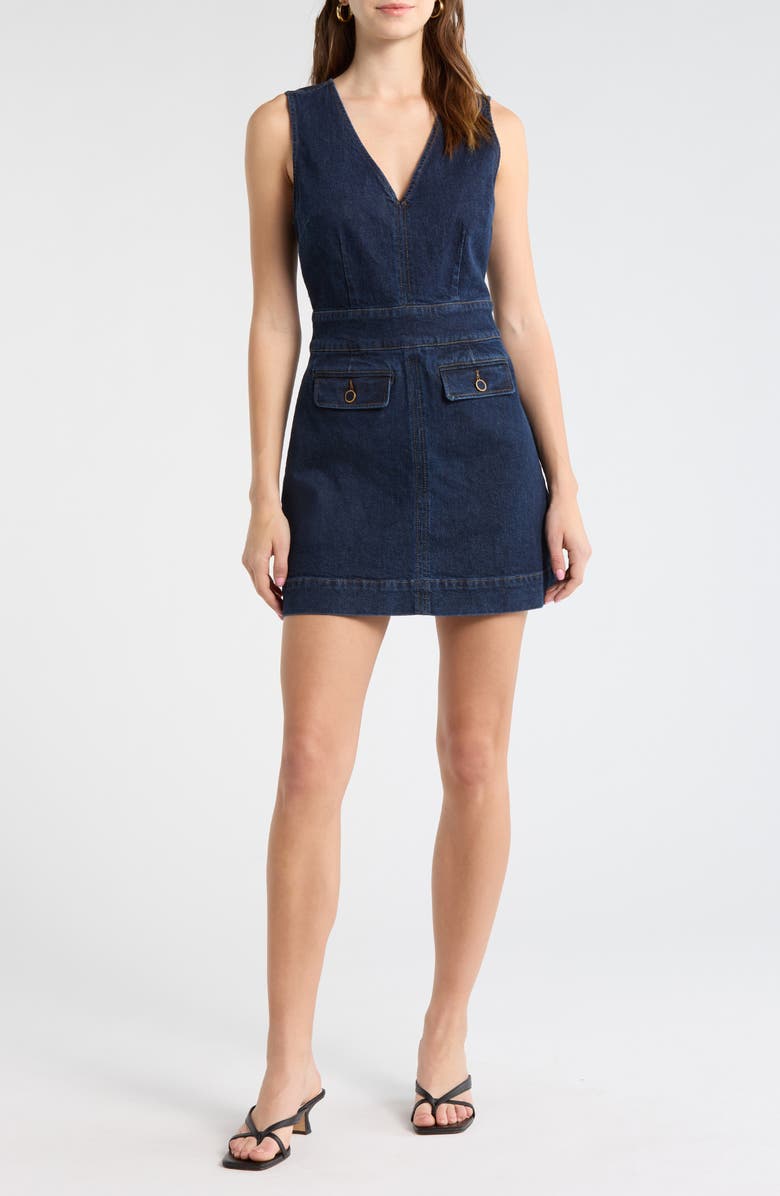 PAIGE Sylvia Denim Minidress, Main, color, Ballast