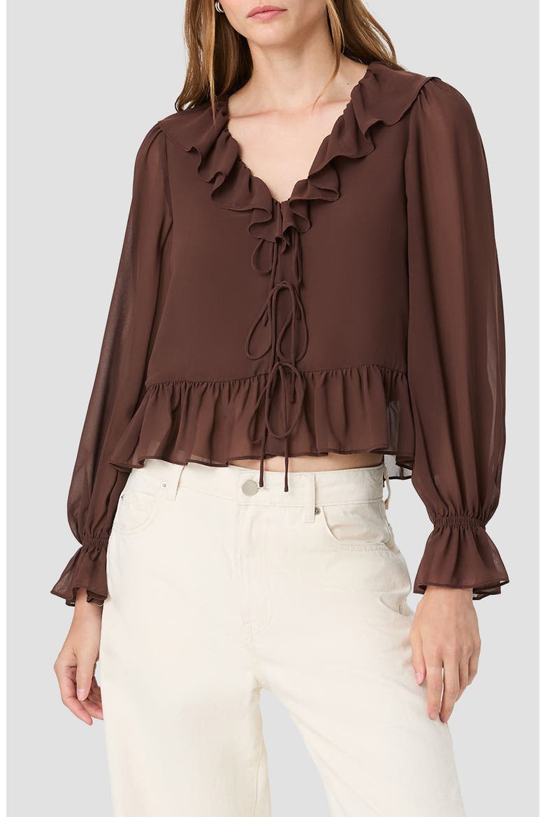 Marina Ruffled Chiffon Top, Main, color, COCOA BROWN