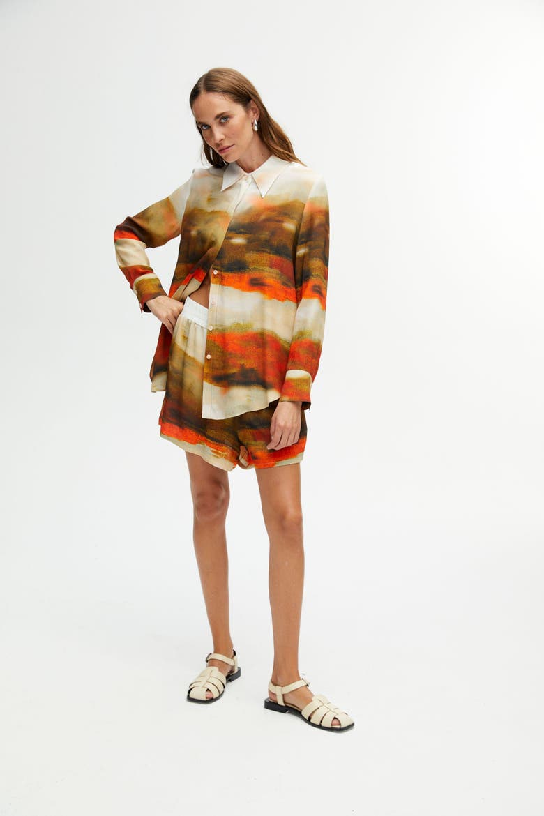 Printed High Waisted Shorts, Alternate, color, Multi-Colored