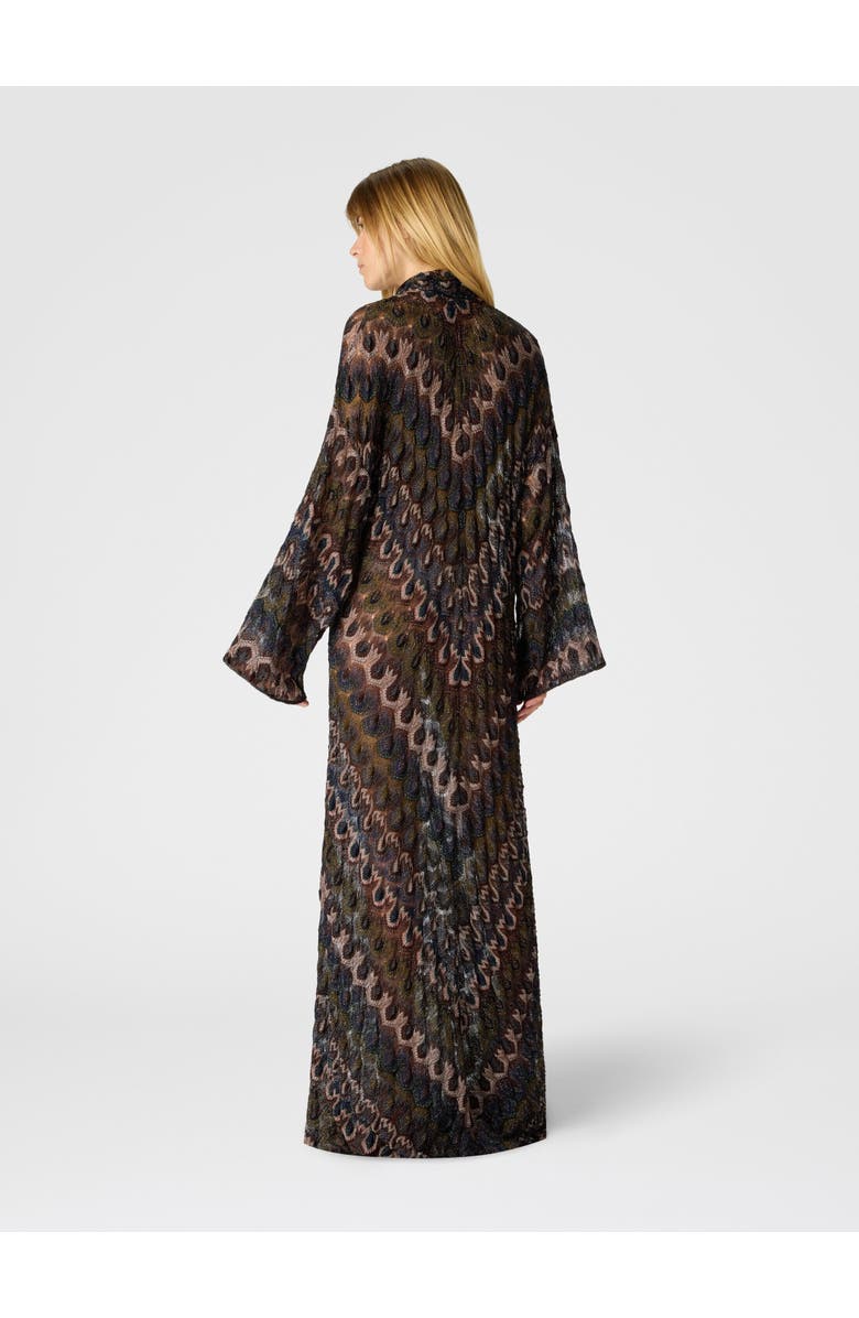 Missoni Long Lamé Viscose Dress With Removable Sash, Alternate, color, Green& Brown