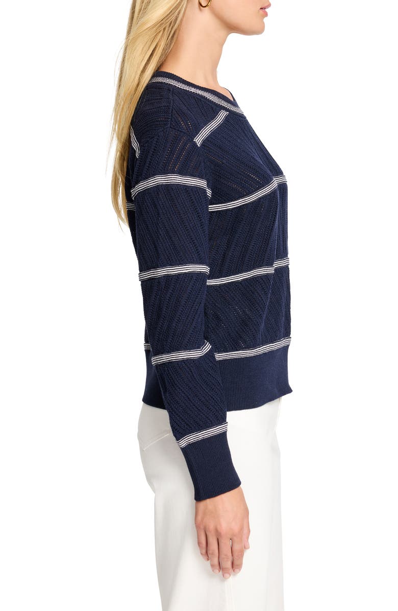 NIC+ZOE Stripe Pointelle Stitch Sweater, Alternate, color, Indigo Multi