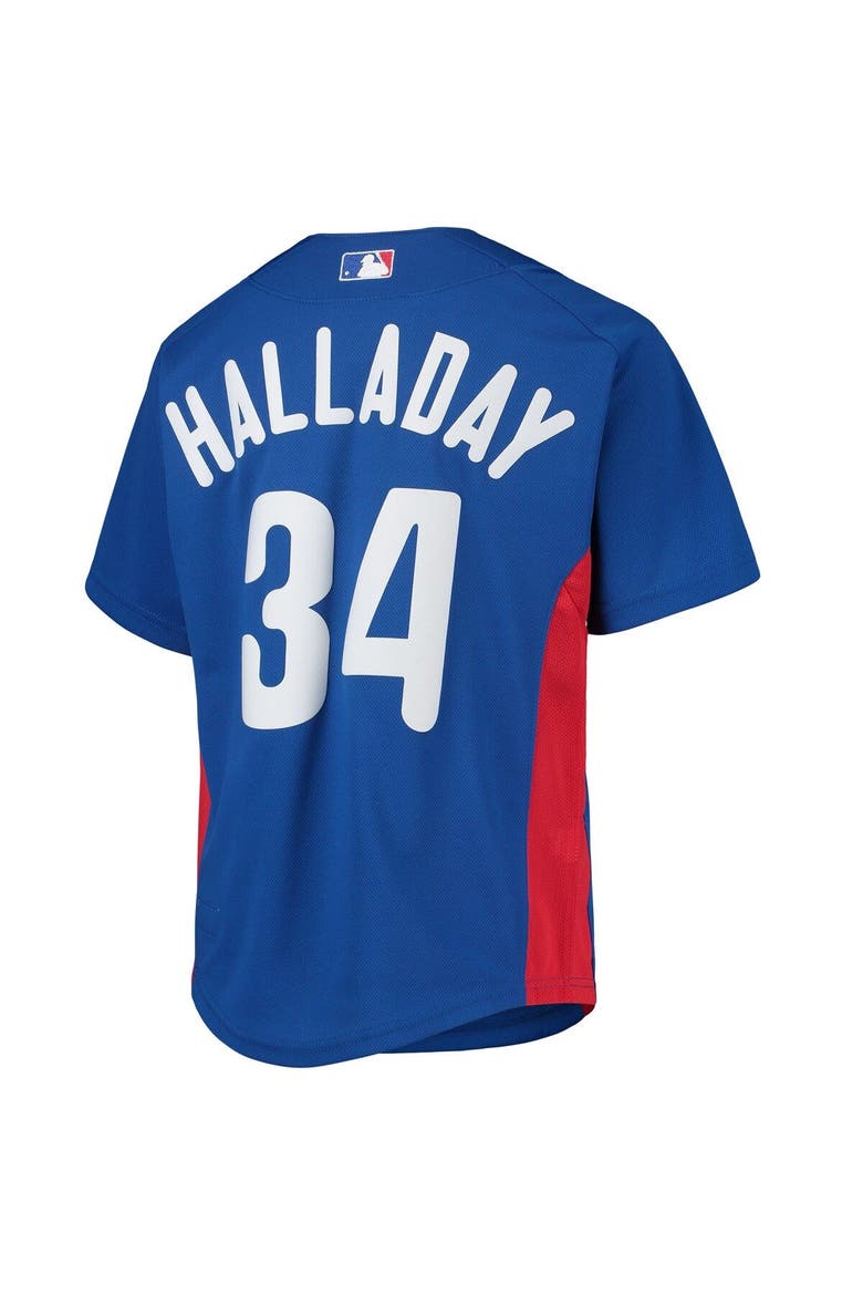Youth Mitchell & Ness Roy Halladay Royal Philadelphia Phillies Cooperstown Collection Mesh Batting Practice Jersey, Alternate, color, Royal