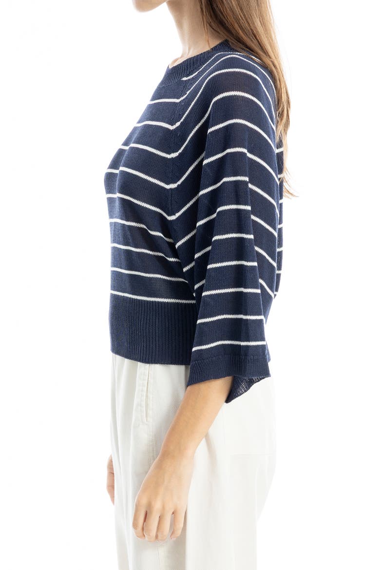 Stripe Raglan Sleeve Sweater, Alternate, color, NAVY/ IVORY STRIPE
